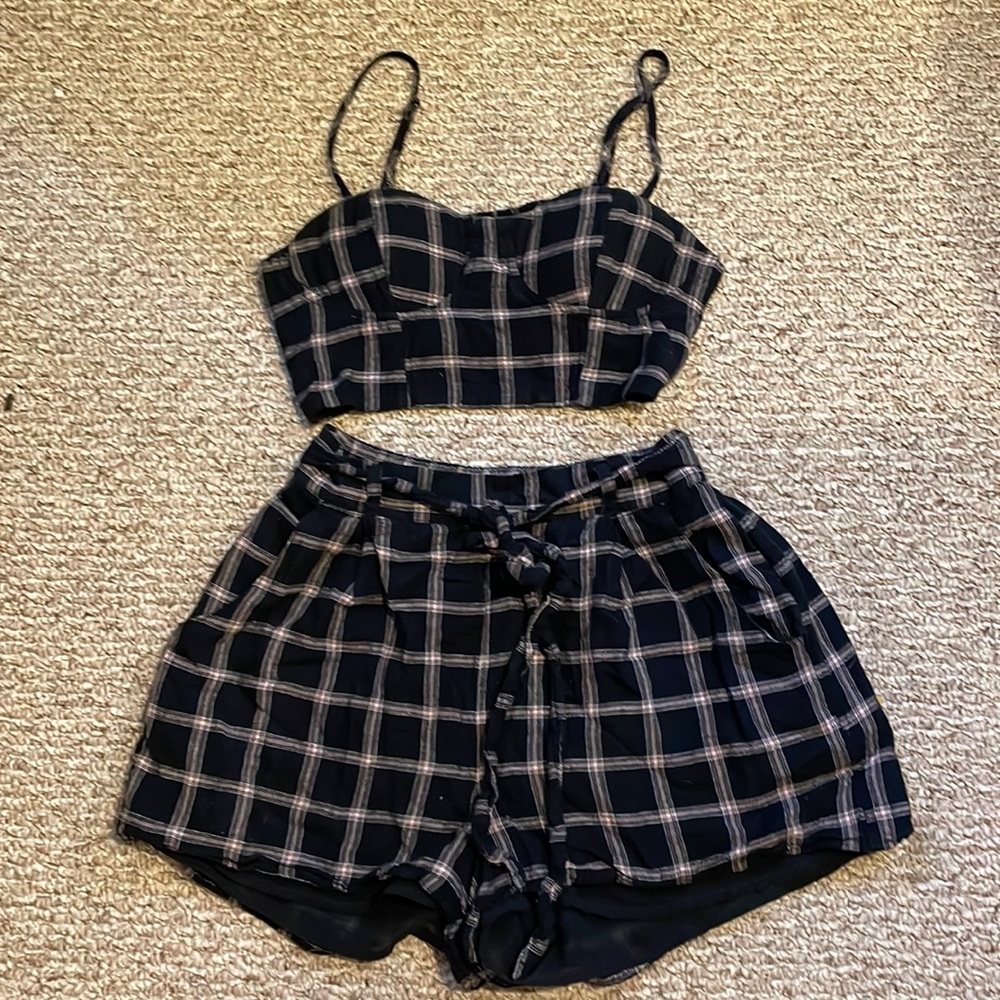 American Eagle Black Plaid Set